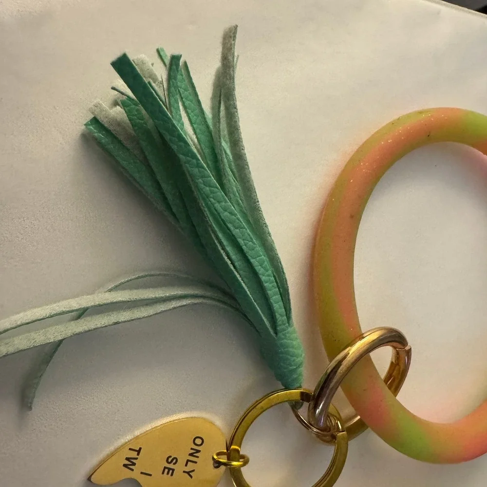 Bangle Key Ring‎ Bracelet Set Only Someone Makes Two Whole Gold Teal Tassel